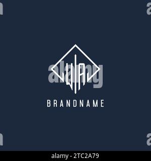 WA initial logo with luxury rectangle style design vector graphic Stock Vector