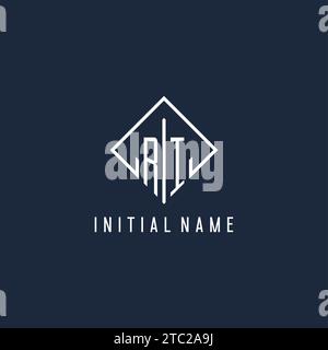 RI initial logo with luxury rectangle style design vector graphic Stock Vector