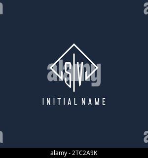 SV initial logo with luxury rectangle style design vector graphic Stock Vector