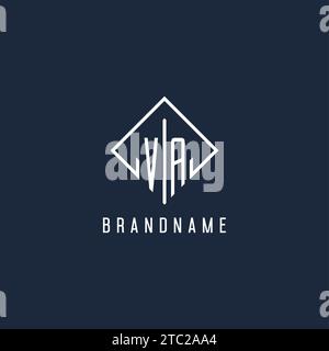 VA initial logo with luxury rectangle style design vector graphic Stock Vector