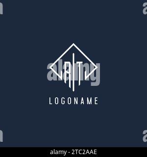 RT initial logo with luxury rectangle style design vector graphic Stock Vector
