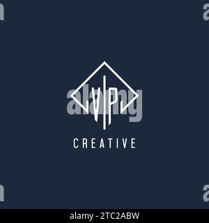 VP initial logo with luxury rectangle style design vector graphic Stock Vector
