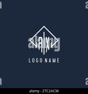 RX initial logo with luxury rectangle style design vector graphic Stock Vector
