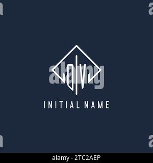 OV initial logo with luxury rectangle style design vector graphic Stock Vector
