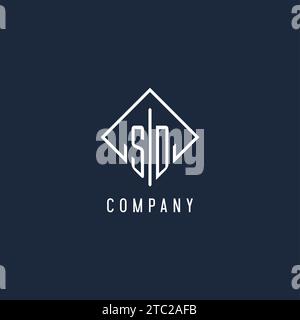 SD initial logo with luxury rectangle style design vector graphic Stock Vector