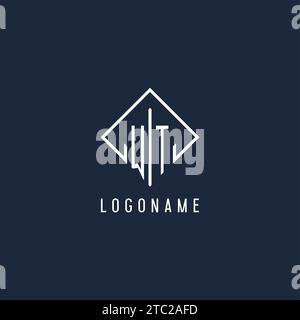 WT initial logo with luxury rectangle style design vector graphic Stock Vector