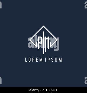PM initial logo with luxury rectangle style design vector graphic Stock Vector