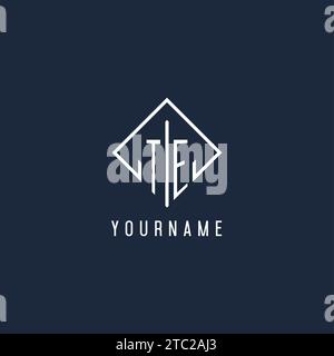 TE initial logo with luxury rectangle style design vector graphic Stock Vector