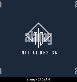 TJ initial logo with luxury rectangle style design vector graphic Stock Vector