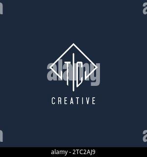 TC initial logo with luxury rectangle style design vector graphic Stock Vector
