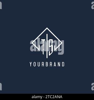 TS initial logo with luxury rectangle style design vector graphic Stock Vector