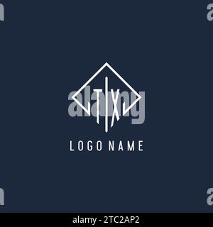 TX initial logo with luxury rectangle style design vector graphic Stock Vector