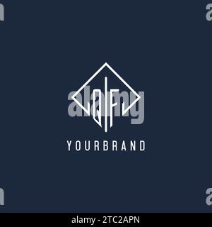 QF initial logo with luxury rectangle style design vector graphic Stock Vector