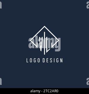 VL initial logo with luxury rectangle style design vector graphic Stock Vector