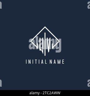 WV initial logo with luxury rectangle style design vector graphic Stock Vector
