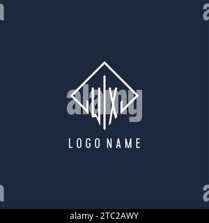 WX initial logo with luxury rectangle style design vector graphic Stock Vector