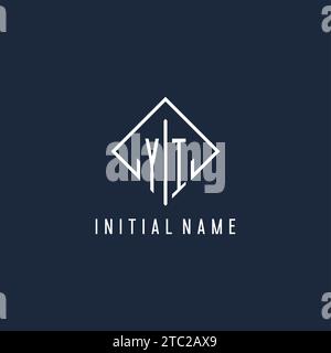YI initial logo with luxury rectangle style design vector graphic Stock Vector