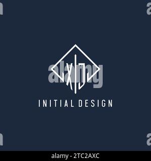XJ initial logo with luxury rectangle style design vector graphic Stock Vector