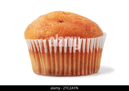 Muffin in paper packaging isolated on white background Stock Photo