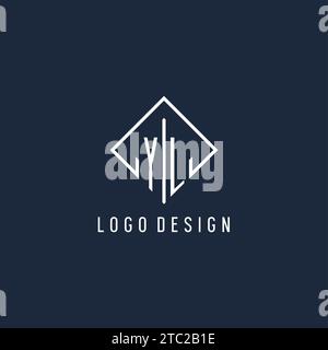 YL initial logo with luxury rectangle style design vector graphic Stock Vector