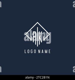 RK initial logo with luxury rectangle style design vector graphic Stock Vector