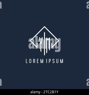 YM initial logo with luxury rectangle style design vector graphic Stock Vector
