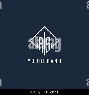 RS initial logo with luxury rectangle style design vector graphic Stock Vector