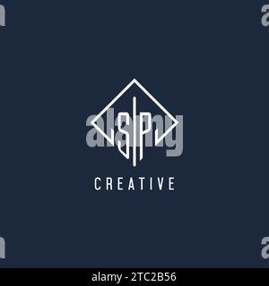 SP initial logo with luxury rectangle style design vector graphic Stock Vector