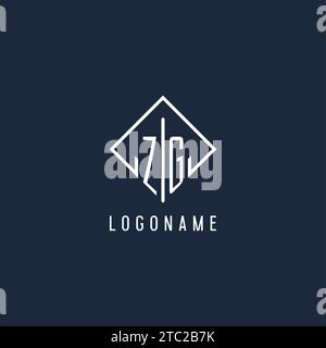 ZG initial logo with luxury rectangle style design vector graphic Stock Vector