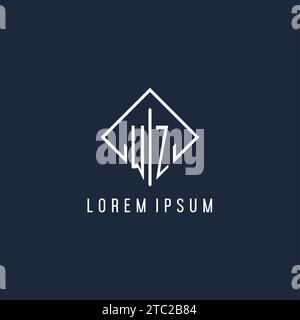 WZ initial logo with luxury rectangle style design vector graphic Stock Vector