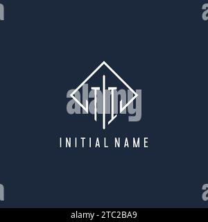 TI initial logo with luxury rectangle style design vector graphic Stock Vector