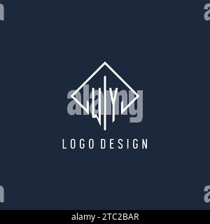 WY initial logo with luxury rectangle style design vector graphic Stock Vector