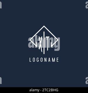 XT initial logo with luxury rectangle style design vector graphic Stock Vector