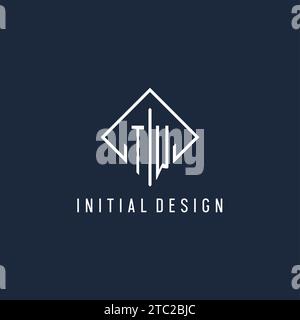 TW initial logo with luxury rectangle style design vector graphic Stock Vector