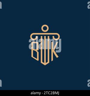 BK initial for law firm logo, lawyer logo with pillar icon Stock Vector