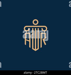 AR initial with pillar shape logo design, creative monogram logo design ...