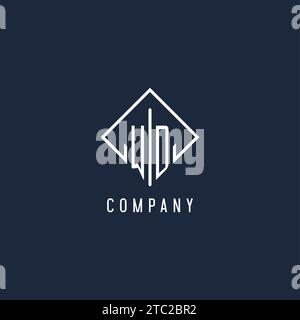 WD initial logo with luxury rectangle style design vector graphic Stock Vector