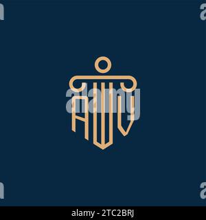 AV initial for law firm logo, lawyer logo with pillar icon Stock Vector