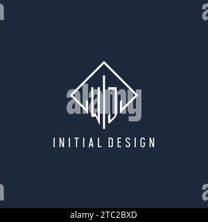 WJ initial logo with luxury rectangle style design vector graphic Stock Vector