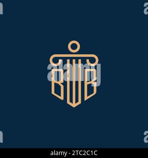 BB initial for law firm logo, lawyer logo with pillar icon Stock Vector
