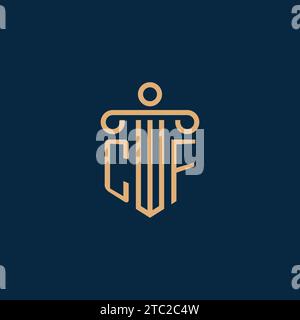 CF initial for law firm logo, lawyer logo with pillar icon Stock Vector