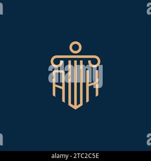 AH initial for law firm logo, lawyer logo with pillar icon Stock Vector