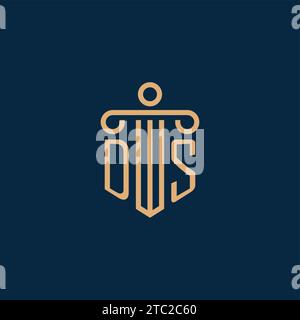 DS initial for law firm logo, lawyer logo with pillar icon Stock Vector