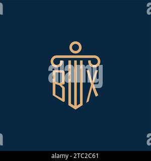 BX initial for law firm logo, lawyer logo with pillar icon Stock Vector