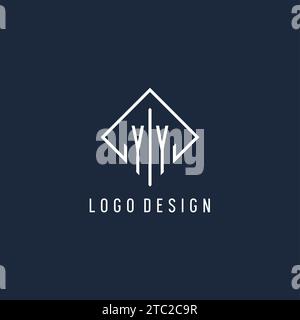 YY initial logo with luxury rectangle style design vector graphic Stock Vector
