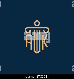 AK initial for law firm logo, lawyer logo with pillar icon Stock Vector