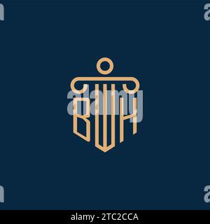 BH initial for law firm logo, lawyer logo with pillar icon Stock Vector