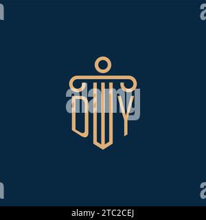 DY initial for law firm logo, lawyer logo with pillar icon Stock Vector