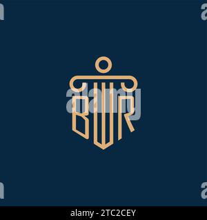 BR initial for law firm logo, lawyer logo with pillar icon Stock Vector
