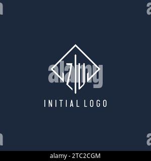 ZU initial logo with luxury rectangle style design vector graphic Stock Vector